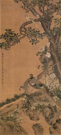 沈铨（传） 1750年作 花鸟 立轴